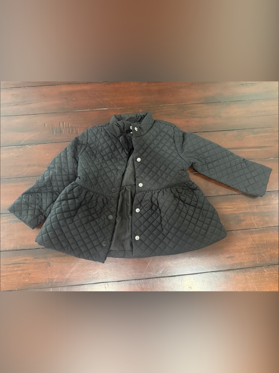 Janie and Jack Jackets & Blazers - Janie and Jack Black Quilted Peplum Snap-Front Jacket